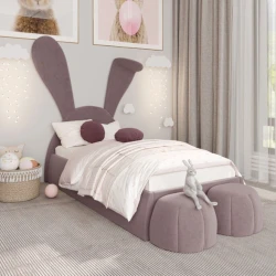 Односпальная кровать Art_tek_yataq(100) 34, ламинат/текстиль, фиолетовая, 200x85x100 см