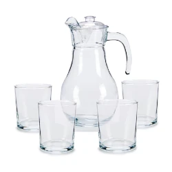 Набор Arte Regal Vivalto 5 шт, кувшин 1800 мл, стакан 400 мл, стекло, с крышкой, прозрачный/без рисунка