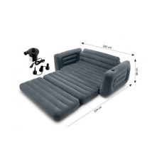İkinəfərlik şişmə divan-transformer Intex Pull-Out Sofa nasos ilə, PVC, qara, 203x224x66 sm