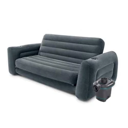Двухместный надувной диван-трансформер Intex Pull-Out Sofa с насосом, ПВХ, черный, 203х224х66 см Двухместный надувной диван-трансформер Intex Pull-Out Sofa с насосом, ПВХ, черный, 203х224х66 см