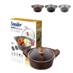 Кастрюля Sonifer SF-1111, 30 см, керамика, с крышкой, товар в ассортименте