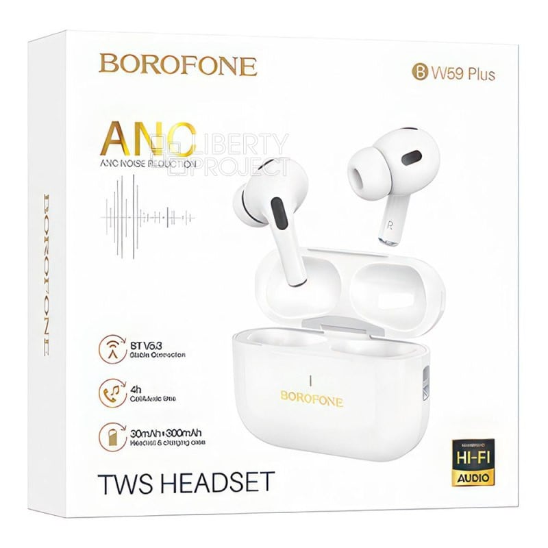 Беспроводные наушники Borofone BW59 Plus White + Проводные наушники Hoco M97 White