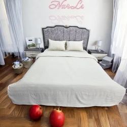 Комплект постельного белья Narlı 000226, пододеяльник 200x220 см, простыня 230x240 см, наволочка 50x70 см (2 шт), двуспальный, хлопок, белый
