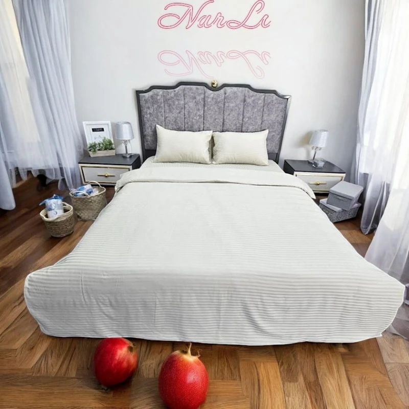 Комплект постельного белья Narlı 000226, пододеяльник 200x220 см, простыня 230x240 см, наволочка 50x70 см (2 шт), двуспальный, хлопок, белый