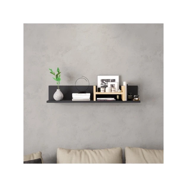 Настенная полка Art Mebel 98, ламинат, 16х90х15 см, серая/бежевая