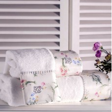 Dəsmal dəsti və aromatlaşdırıcı Tivolyo Home Elenore, pambıq, ağ, 3 əd, 30x50/50x100/75x150 sm, 400 ml