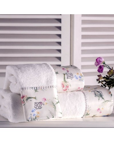 Dəsmal dəsti və aromatlaşdırıcı Tivolyo Home Elenore, pambıq, ağ, 3 əd, 30x50/50x100/75x150 sm, 400 ml