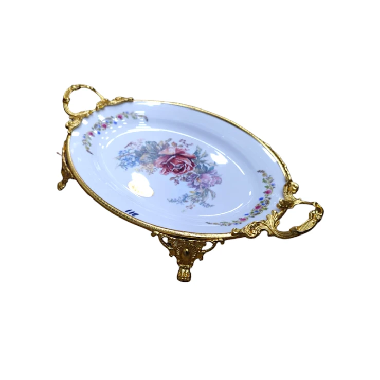 Фруктовница 40x25x7 см, керамика, золотистый