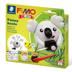 Набор полимерной глины Fimo Kids Funny Koala, 2х42 г, со стеком, Серый, Черный