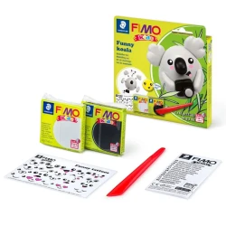 Набор полимерной глины Fimo Kids Funny Koala, 2х42 г, со стеком, Серый, Черный