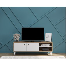 TV üçün tumba Kashmir Mebel KMT0012_Kas, laminat, ağ/qəhvəyi, 150x40x50 sm