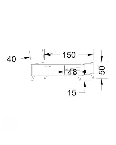 TV üçün tumba Kashmir Mebel KMT0012_Kas, laminat, ağ/qəhvəyi, 150x40x50 sm