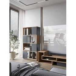 Стеллаж 3563_StellajloftMix, 142х75х25.6 см, ЛДСП, серый/коричевый Стеллаж 3563_StellajloftMix, 142х75х25.6 см, ЛДСП, серый/коричевый