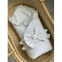 Yenidoğulmuş üçün zərf KV_WHITE_017, pambıq/satin, ağ, 80x80 sm