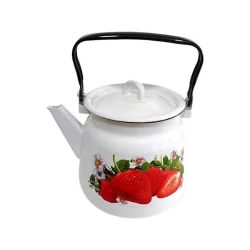 Чайник для кипячения воды СтальЭмаль Клубника садовая С2716*59, 3500 мл, эмалированная сталь, белый