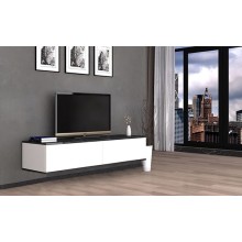 TV üçün tumba Ev Plus 12115869, LDSP, ağ/qara, 150x29x35 sm