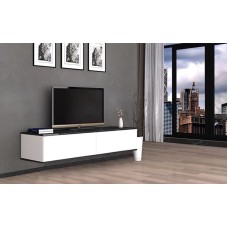 TV üçün tumba Ev Plus 12115869, LDSP, ağ/qara, 150x29x35 sm