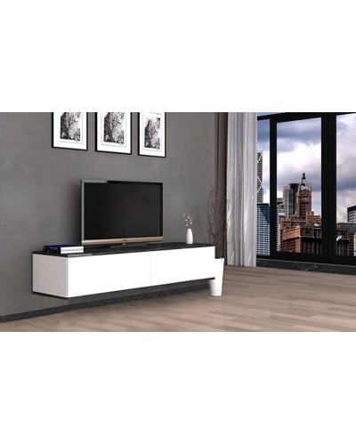 TV üçün tumba Ev Plus 12115869, LDSP, ağ/qara, 150x29x35 sm