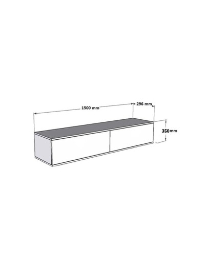 TV üçün tumba Ev Plus 12115869, LDSP, ağ/qara, 150x29x35 sm