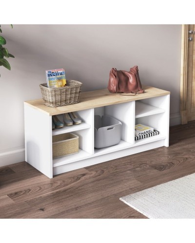 Ayaqqabı üçün tumba Art Mebel 37, laminat, ağ, 60х110х35 sm