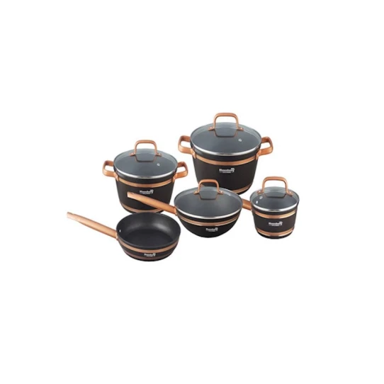 Набор посуды Hausberg, 5 шт, 20x9.5/24x10.8/16x7.5/28x8/24x5 см, 2350/3900/1150/3400/1800 мл, черный/коричневый