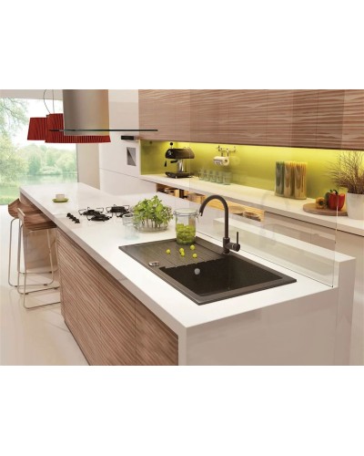 Mətbəx çanağı Deante Zorba ZQZG113, qranit, qara, 44x76 sm