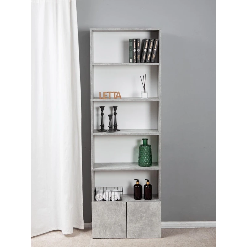 Стеллаж Letta Grey ЛДСП, серый, 181х24х60 см Стеллаж Letta Grey ЛДСП, серый, 181х24х60 см