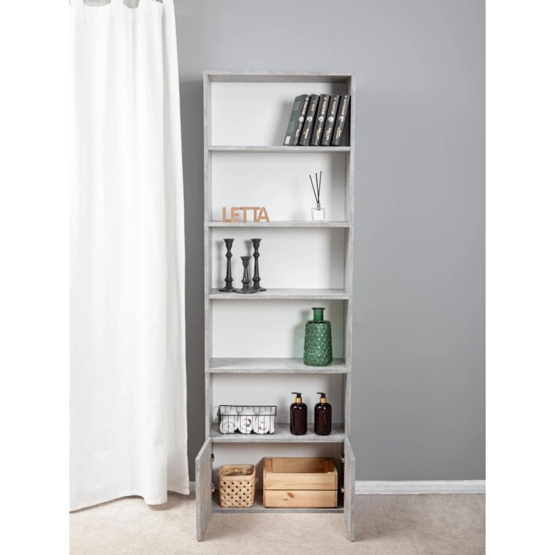 Стеллаж Letta Grey ЛДСП, серый, 181х24х60 см Стеллаж Letta Grey ЛДСП, серый, 181х24х60 см