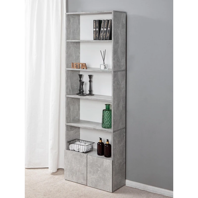 Стеллаж Letta Grey ЛДСП, серый, 181х24х60 см Стеллаж Letta Grey ЛДСП, серый, 181х24х60 см