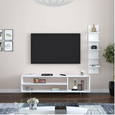 TV üçün tumba dəsti Ev Plus Minola, LDSP, ağ, 150x39x30 sm