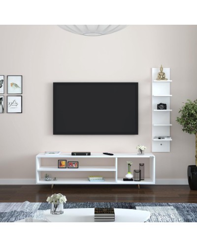 TV üçün tumba dəsti Ev Plus Minola, LDSP, ağ, 150x39x30 sm