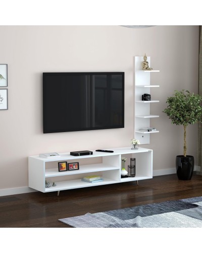 TV üçün tumba dəsti Ev Plus Minola, LDSP, ağ, 150x39x30 sm
