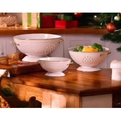 Набор дуршлагов Hartmann SHA-00004858, эмаль, белый, 16/23/28 см