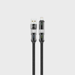 Кабель USB Green Lion 4 in 1 LED Braided Cable 60W (GN4N1LDBCBBK) Black