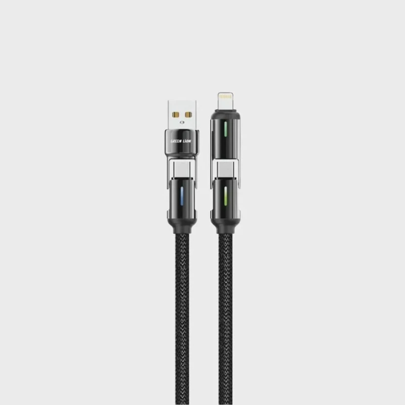 Кабель USB Green Lion 4 in 1 LED Braided Cable 60W (GN4N1LDBCBBK) Black