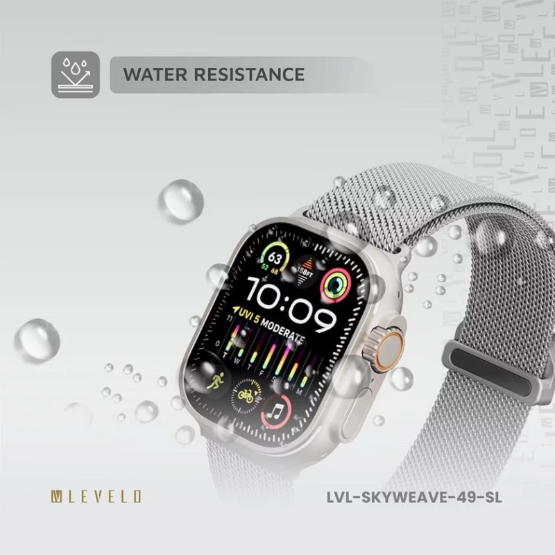 Kəmər Levelo SkyWeave Watch Strap, Compatible with 49/46mm Silver Kəmər Levelo SkyWeave Watch Strap, Compatible with 49/46mm Silver