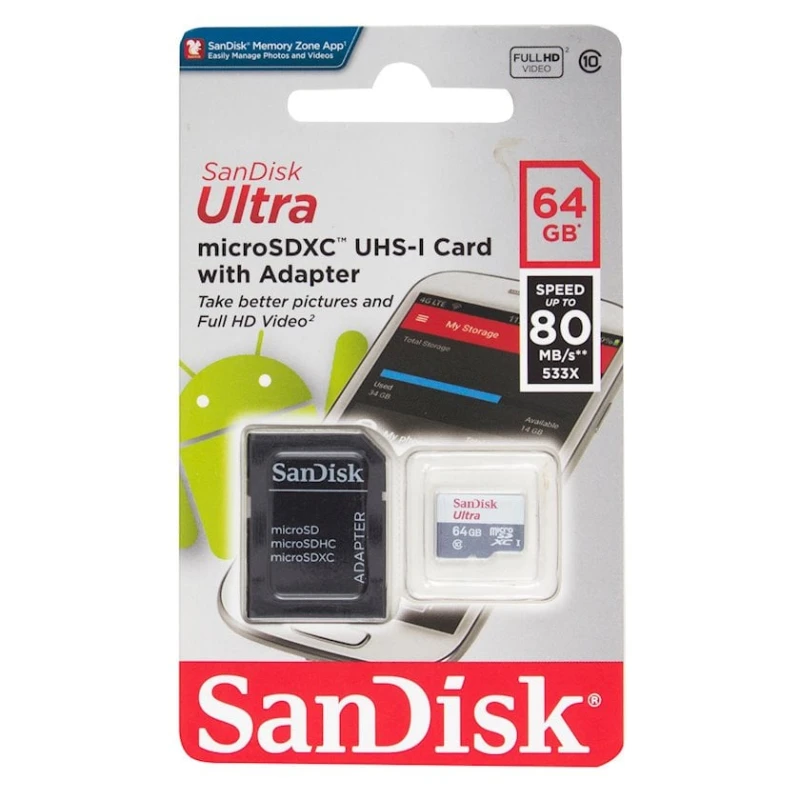 Карта памяти SanDisk 64GB microSDXC Class 10 Ultra