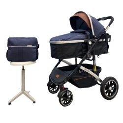 Детская коляска TB-888-3-azr275, темно-голубой/черный