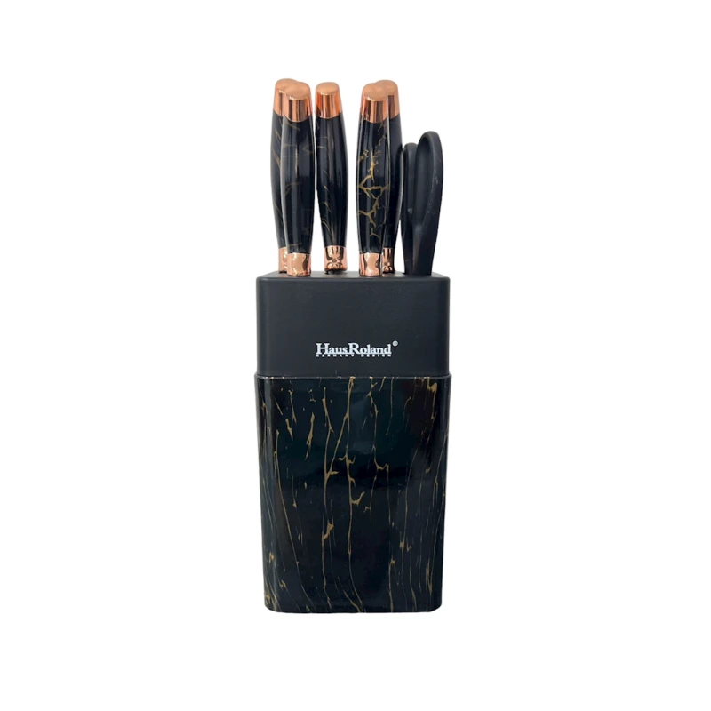 Набор ножей HausRoland 00485, 7 шт, нержавеющая сталь, черный