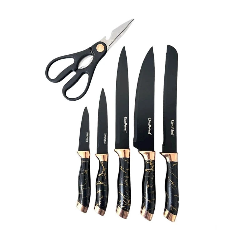 Набор ножей HausRoland 00485, 7 шт, нержавеющая сталь, черный