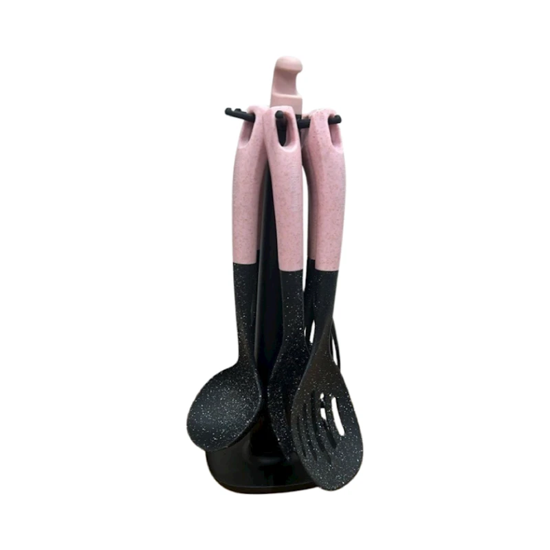 Набор кухонных принадлежностей HausRoland, пластик, розовый/черный, 7 шт