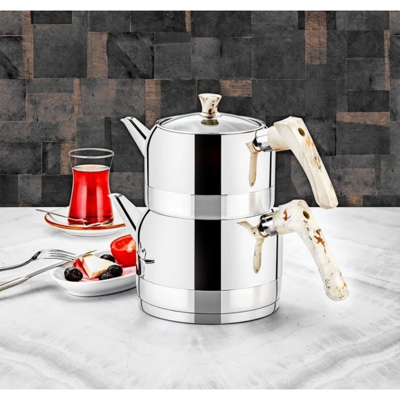 Набор чайников Evimsaray Doğa EVMS 1091, нержавеющая сталь, серебристый, 800 + 1300 мл, 2 шт Набор чайников Evimsaray Doğa EVMS 1091, нержавеющая сталь, серебристый, 800 + 1300 мл, 2 шт