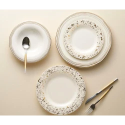 Набор столовой посуды Porland Bohem 04ALM003224, 60 предметов, на 12 персон, фарфор, золотистый/белый
