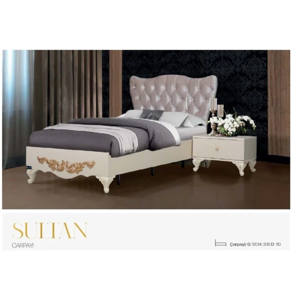 Односпальная кровать Sultan, кремовая, 90x200 см Односпальная кровать Sultan, кремовая, 90x200 см