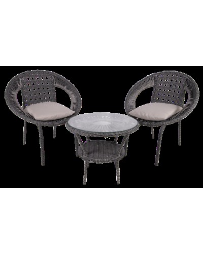 Bağ üçün mebel dəsti Safira SP_6662, 3 əşya, boz