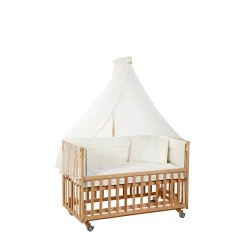 Детская кроватка Tahterevalli Mika 120 см, светло-коричневая/коричневая, ламинат/бук, до 2-х лет