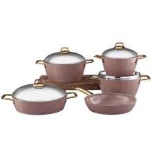 Qab-qacaq dəsti Bonera Montella Hera 5556, qranit, çəhrayı/qızılı, 9 parça