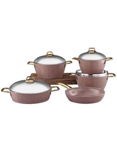 Qab-qacaq dəsti Bonera Montella Hera 5556, qranit, çəhrayı/qızılı, 9 parça