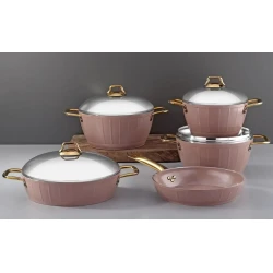 Qab-qacaq dəsti Bonera Montella Hera 5556, qranit, çəhrayı/qızılı, 9 parça