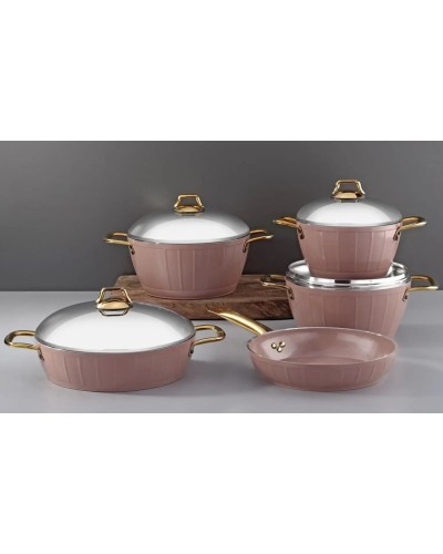 Qab-qacaq dəsti Bonera Montella Hera 5556, qranit, çəhrayı/qızılı, 9 parça